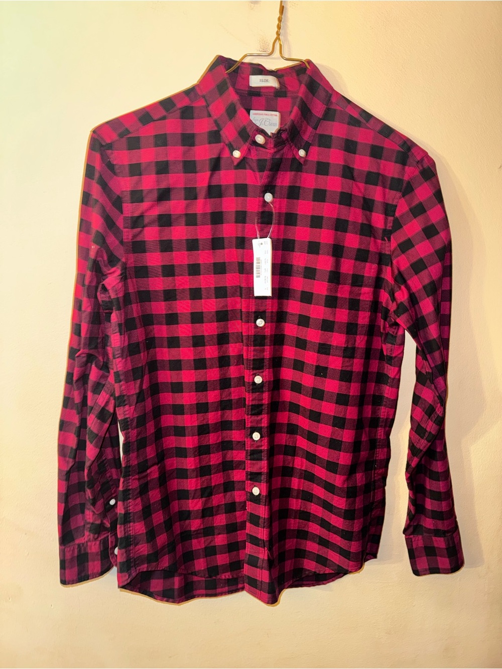 J Crew Men’s Oxford Shirt in Buffalo Check, Slim Small